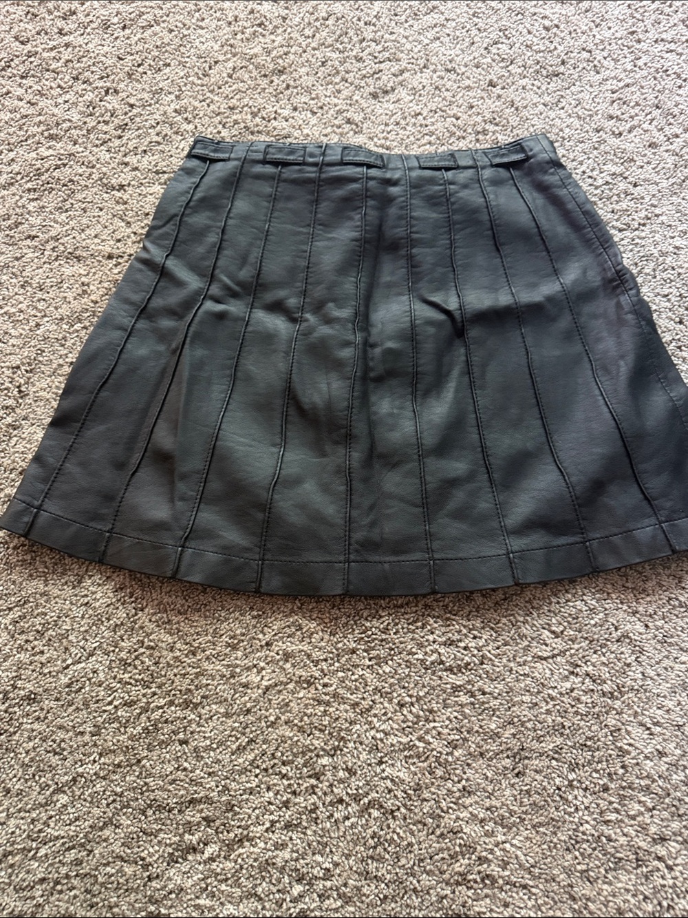Free People Black Faux Leather Button-Front Mini Skirt, size 4 - Picture 3 of 3